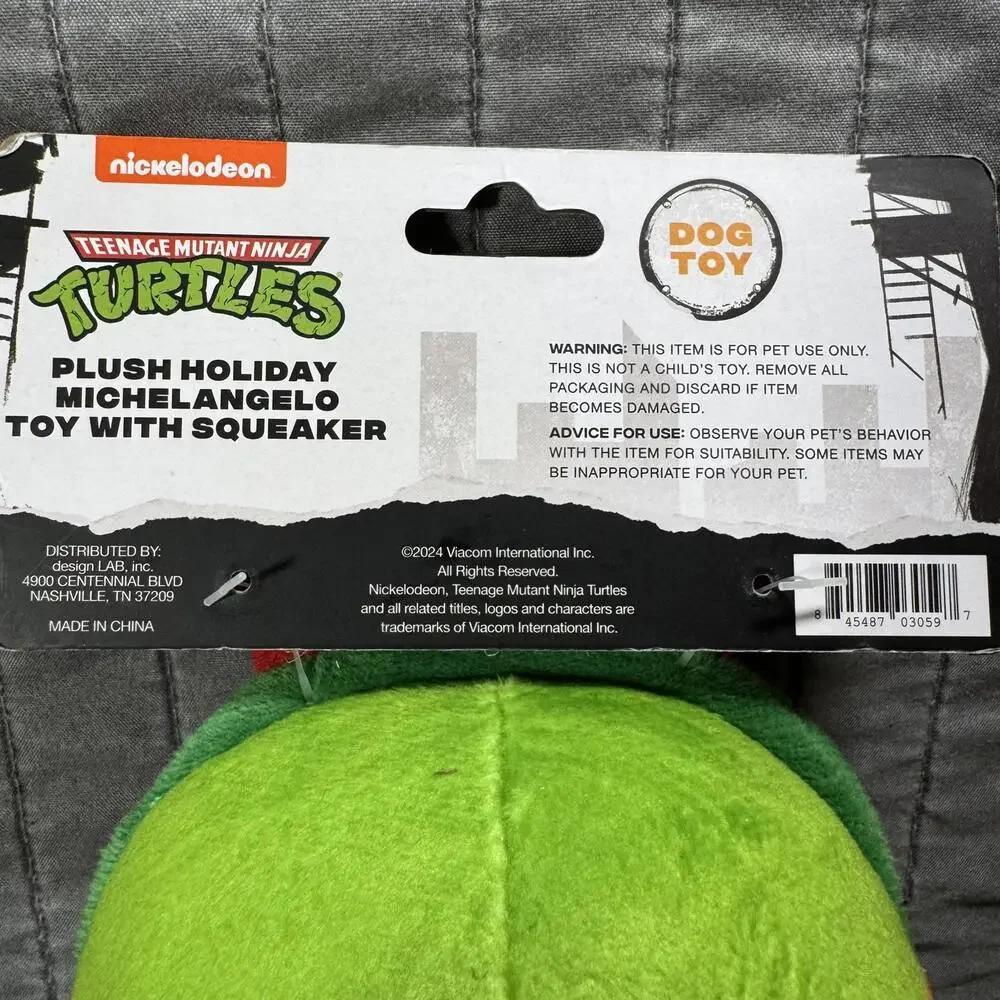 TMNT Plush Dog Toy Teenage Mutant Ninja Turtles Michelangelo Holiday Reindeer